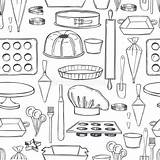 Essentials Utensils Bakery Seamless sketch template