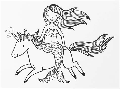 inktober day   mermaid riding  unicorn side saddle