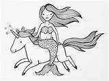 Unicorn Saddle Mermaid Riding Side Coloring Pages Unicorns Mermaids Cute Kids Book Instagram Inktober sketch template