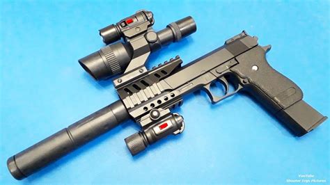 Realistic Red Laser Toy Gun Kit With Silencer And Light