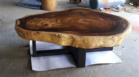 wood slab coffee table