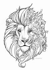 Lion Fantasy Coloring Pages Printable Favoreads Adult sketch template