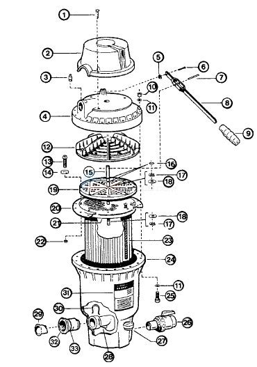 hayward perflex de filters series ii ec  parts inyopoolscom