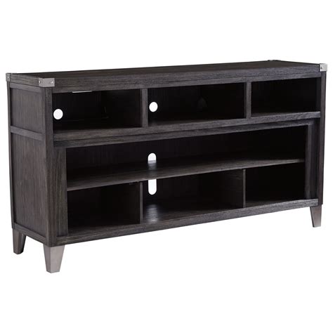 styleline spectra   contemporary dark gray large tv stand  metal accents efo
