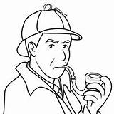 Holmes Sherlock Detective Smoking Fumando Cachimbo Colorir Detektiv Ausmalbild Netart Tudodesenhos Saci Designlooter Imprimir sketch template