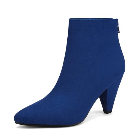 dream pairs womens pointed toe  heel suedepu  zipper ankle boots kalila royalblue