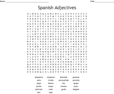 printable spanish word search puzzle  answer key  spanish