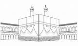 Mewarnai Kakbah Anak Islami Masjidil Haram Langit Awan Paud Dengan Menara sketch template
