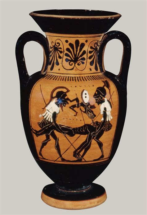 Terracotta Neck Amphora Jar Ancient Greek Art Greek