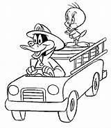 Duck Daffy Firefighter Tweety Coloring Pages Netart sketch template