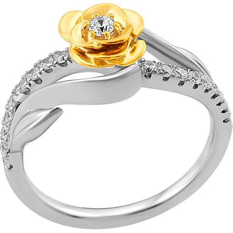 disney enchanted  ctw belle rose ring   yellow plating diamond fashion rings