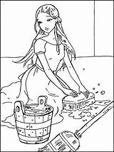 Cinderella Coloring Pages Cleaning Charming Prince House Drawing Stepmother Story Color Sisters Scrubbing Her Getdrawings Library Clipart Princess Tales Fairy sketch template