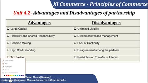 unit      advantages  disadvantages  partnership