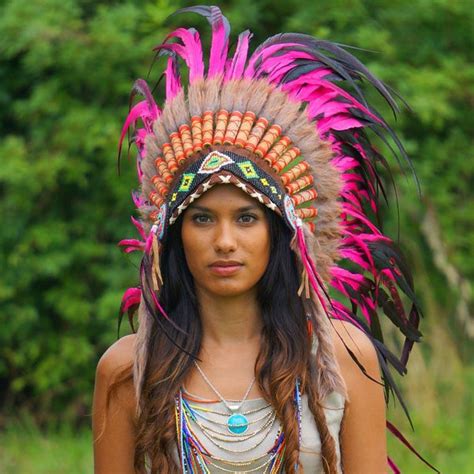 Hot Pink Indian Headdress 95cm Indian Headdress Novum Crafts