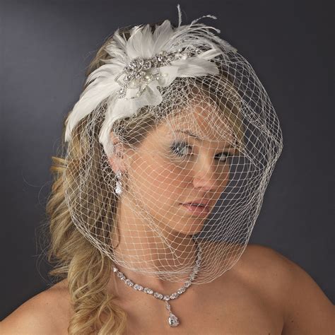 vintage feather bridal headpiece  veil elegant bridal hair accessories