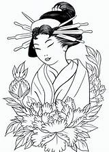 Geisha Japonais Culture Gueixa Coloringpagesfortoddlers Chinois Gueisha Getcolorings sketch template