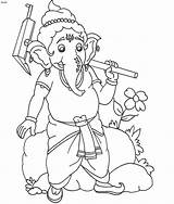 Ganesha Ganesh Lord Pencil Hindu Diwali Coloringhome 4to40 sketch template