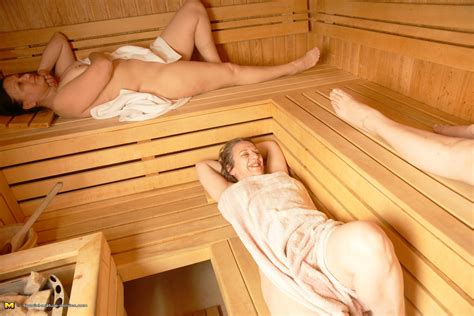 straight matures relaxing in sauna