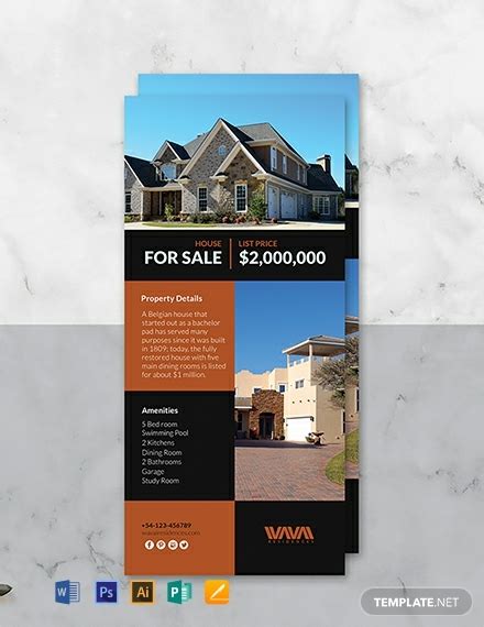 free real estate rack card template word psd apple pages publisher illustrator