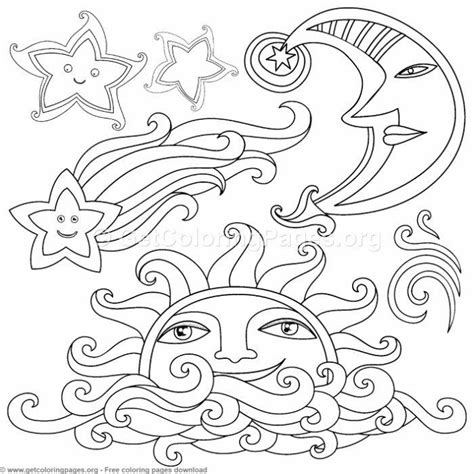 creative art sun moon stars coloring pages getcoloringpagesorg