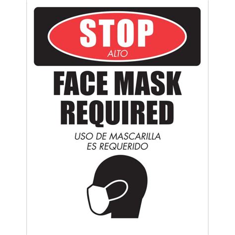 stop face mask required englishspanish poster plum grove