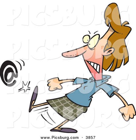 clip art of a frustrated and angry white woman kicking an