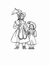 Coloring Children Victorian Pages Fashion Girls 1850 Costume Dresses Woman Era Print Mid History Fashions Colouring Kids Easy Pattern Popular sketch template