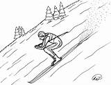 Ski Slope Drawing Skiing Sketch Template Coloring sketch template