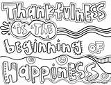 Coloring Pages Quotes Thankful Doodle Alley Thankfulness Beautiful Happiness Beginning Birijus sketch template