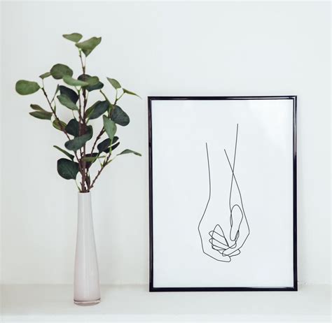 hand poster  drawing print holding hands art printable etsy