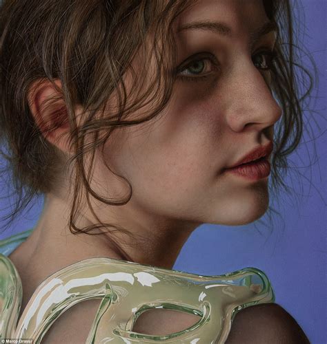 hyperrealistic paintings  women   skin turned  canvas
