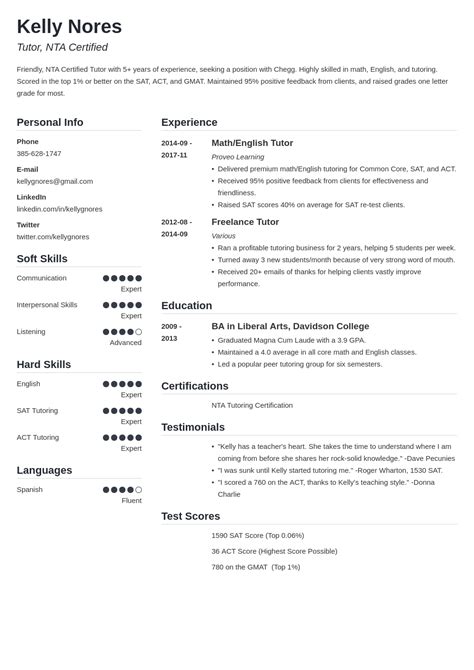 tutor resume  template simple resume examples job resume