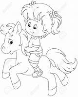 Pony Weinig Paard Kleurplaten Veulen Montando Menina Stockvectors Rechtenvrije Illustraties sketch template