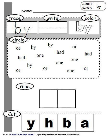 sight worksheets  kindergarten kindergarten sight words kaylee