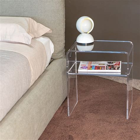 modern bedside tables acrylic clear perspex night stand   cm