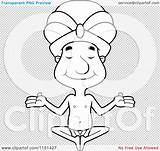 Cartoon Swami Sitting Closed Eyes Man His Outlined Coloring Clipart Vector Thoman Cory sketch template