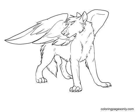 winged wolves coloring page  printable coloring pages