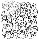 People Coloring Pages Community Crowd Faces Kids Printable Color Book Clipart Drawing Print Sketch Pa sketch template
