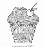 Coloring Cupcake Zentangle Pages Adult Template sketch template