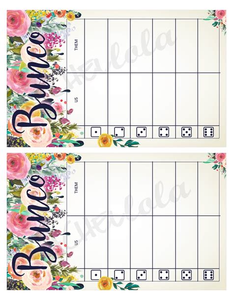 floral bunco table tally sheets   tally cards flower etsy
