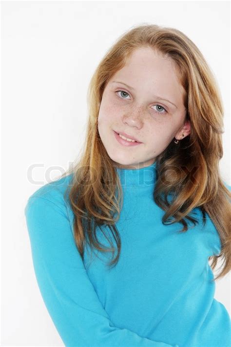 cute teen girl over white stock image colourbox