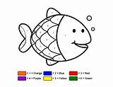 Color Easy Numbers Fish Printable Colors Kids Learn sketch template