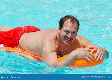 man   pool float stock photo image  float raft