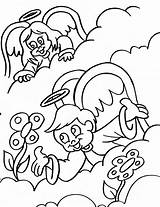 Coloring Pages Boy Girl Angel Flowers Angels Kids sketch template
