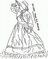 Coloring Pages Women Pioneer Colonial Famous American Fashion War Template Popular Colouring Coloringhome sketch template
