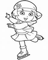 Dora Coloring Pages Summer Skating Printables Template Ice sketch template