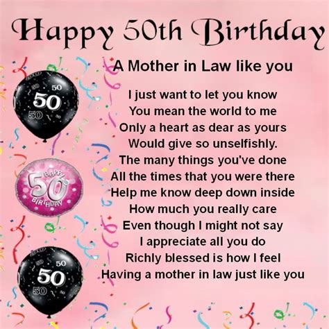 Happy 50th Birthday A Mother In Law Like You
