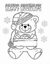 Bear Christmas Coloring Printable Holidays sketch template