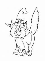 Halloween Coloring Cat Pages Kitty sketch template