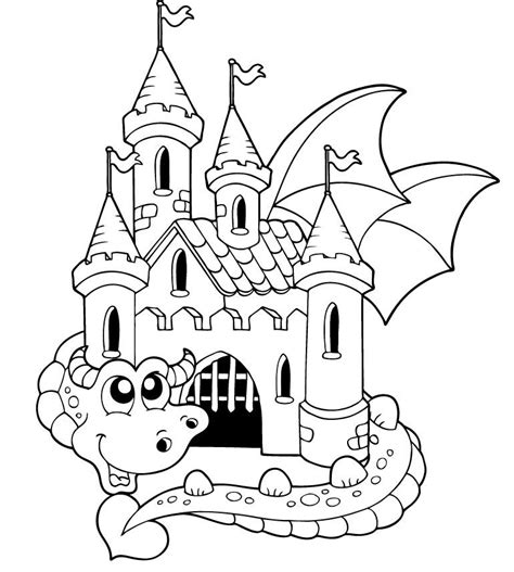 castle dragon coloring page  svg png eps dxf  zip file